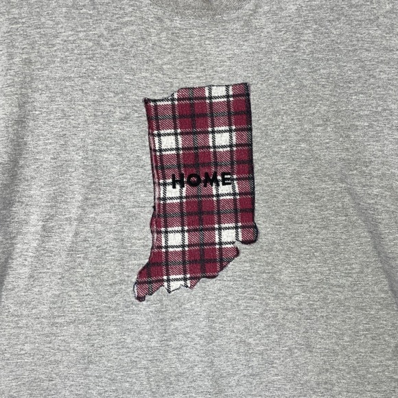 Jerzees Indiana Home Plaid Patch Long Sleeve T-Shirt Mens XL Gray Heavyweight - Picture 4 of 11